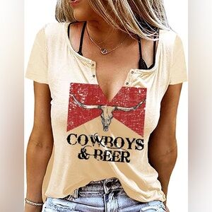 Cowboys & Beer Top - (Country Concert Outfit)